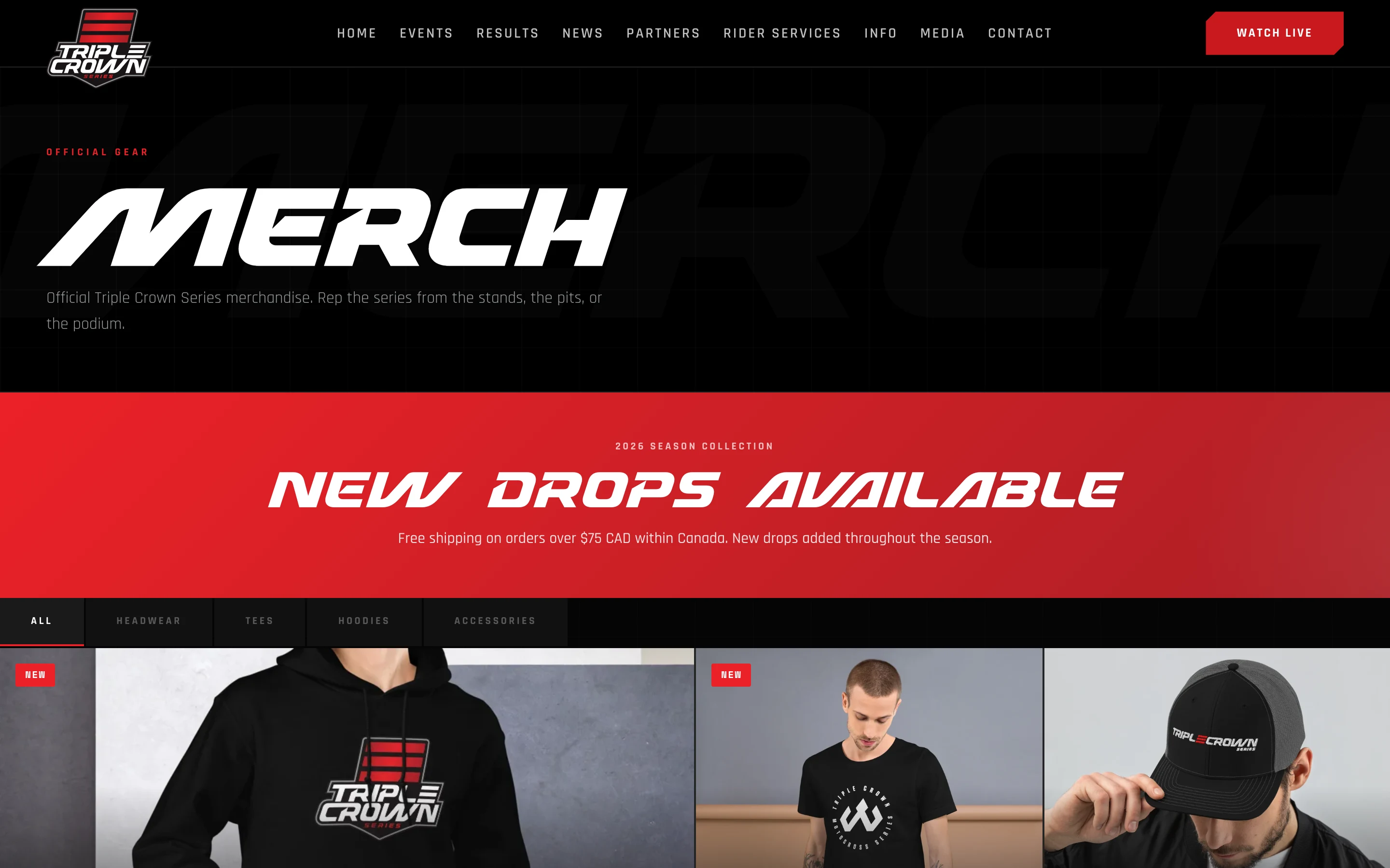 TCS Merch page